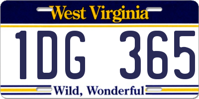 WV license plate 1DG365