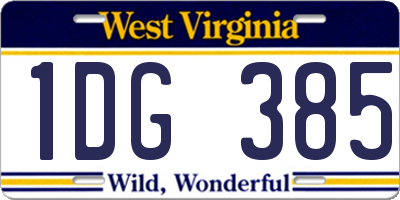 WV license plate 1DG385