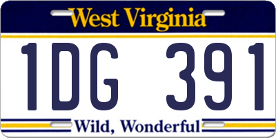 WV license plate 1DG391