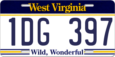 WV license plate 1DG397