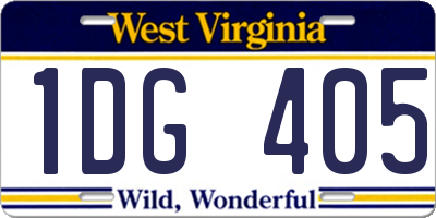 WV license plate 1DG405
