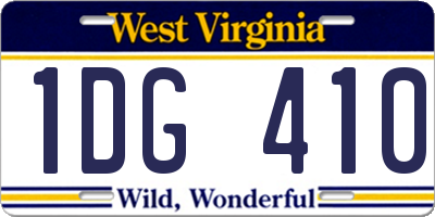 WV license plate 1DG410