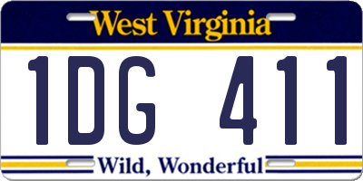 WV license plate 1DG411