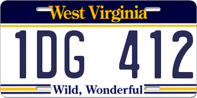 WV license plate 1DG412