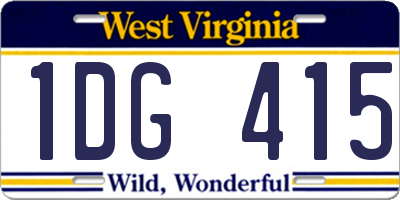 WV license plate 1DG415