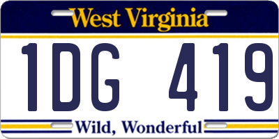 WV license plate 1DG419