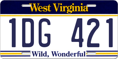 WV license plate 1DG421
