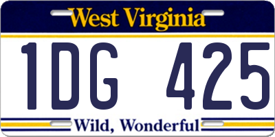 WV license plate 1DG425