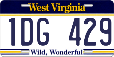 WV license plate 1DG429