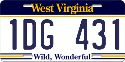 WV license plate 1DG431