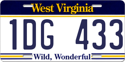 WV license plate 1DG433