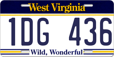 WV license plate 1DG436