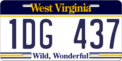 WV license plate 1DG437