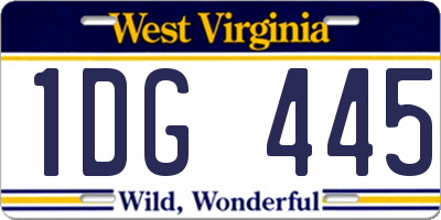 WV license plate 1DG445