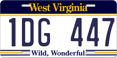 WV license plate 1DG447