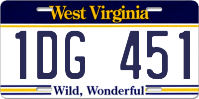 WV license plate 1DG451