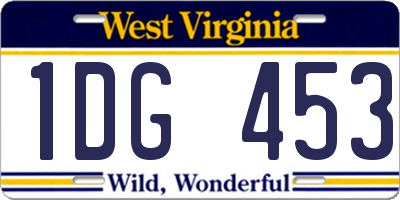 WV license plate 1DG453