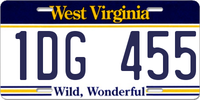 WV license plate 1DG455
