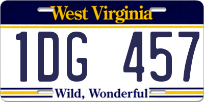 WV license plate 1DG457