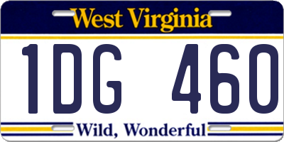 WV license plate 1DG460