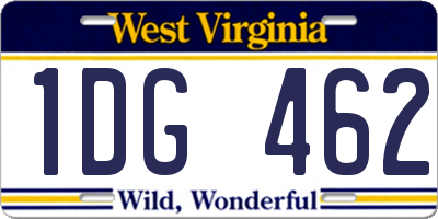 WV license plate 1DG462