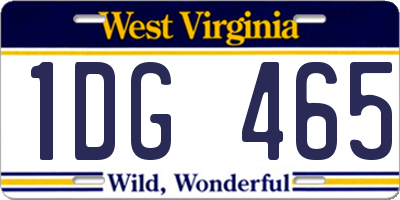 WV license plate 1DG465