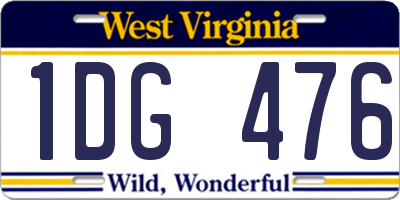 WV license plate 1DG476