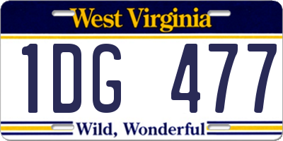 WV license plate 1DG477