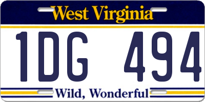 WV license plate 1DG494
