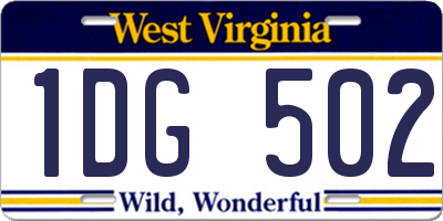 WV license plate 1DG502