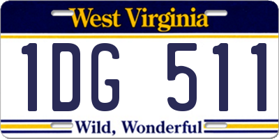 WV license plate 1DG511