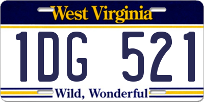 WV license plate 1DG521