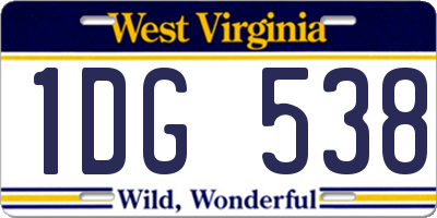 WV license plate 1DG538