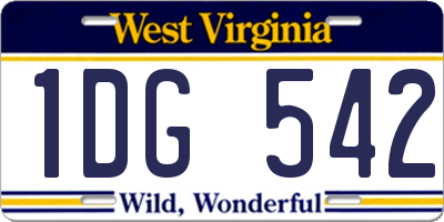 WV license plate 1DG542