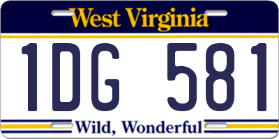 WV license plate 1DG581