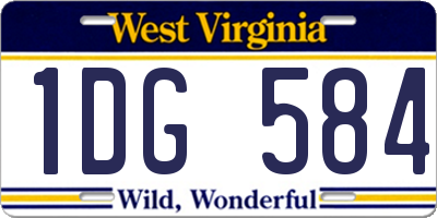 WV license plate 1DG584