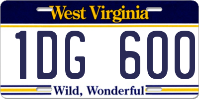 WV license plate 1DG600