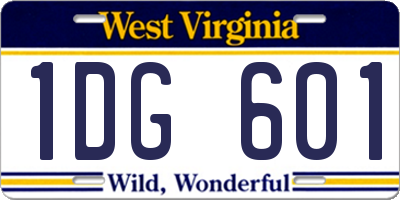 WV license plate 1DG601