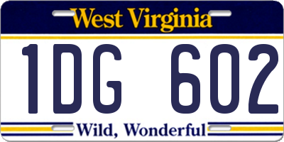 WV license plate 1DG602