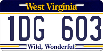 WV license plate 1DG603