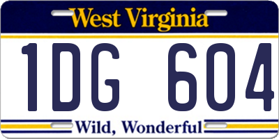 WV license plate 1DG604