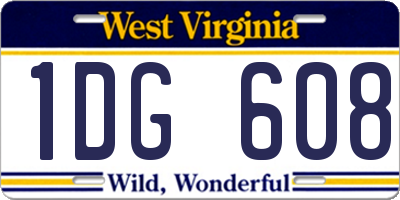 WV license plate 1DG608