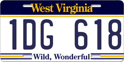 WV license plate 1DG618