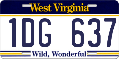WV license plate 1DG637
