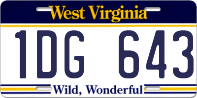 WV license plate 1DG643