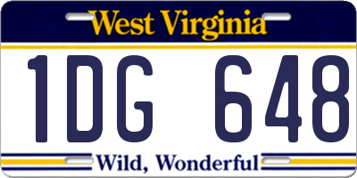 WV license plate 1DG648