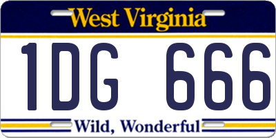 WV license plate 1DG666