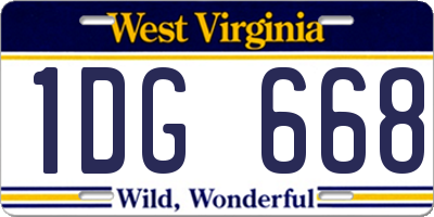 WV license plate 1DG668