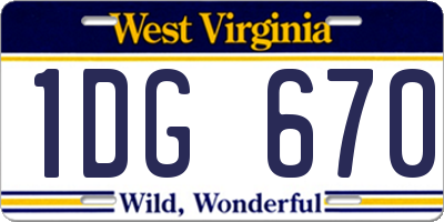 WV license plate 1DG670