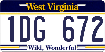 WV license plate 1DG672
